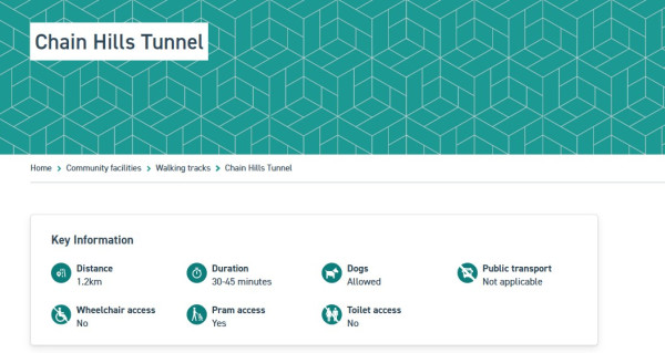 DCC Chain Hills tunnel trail info